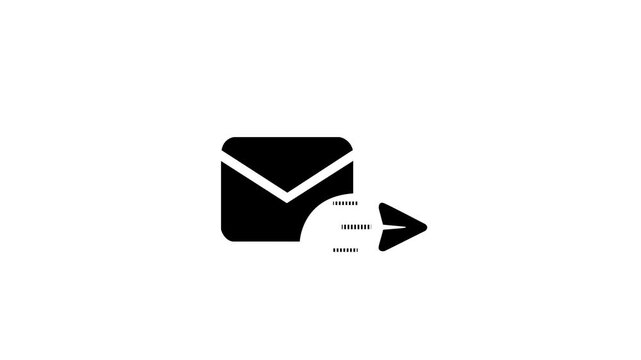 Contact us email delivery symbol with moving paper plane motion graphic loop.