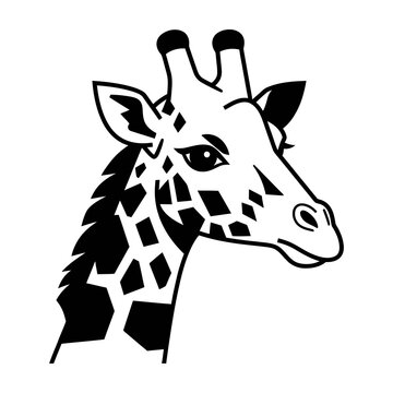 black and white giraffe head illustration pattern design