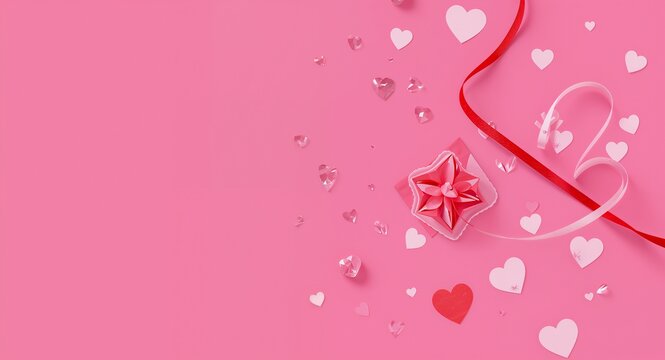 valentine day crafts concept as valentine day crafts hover vacant sheet cutting shapes smearing hues tiny palms pressing forms sparking subtle glow in  Photo Stock  Concept  and empty space on the lef