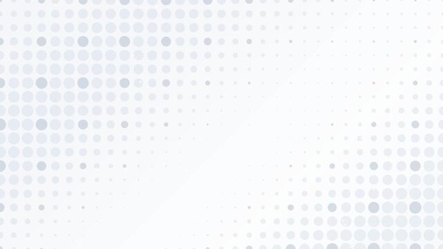 Minimalist white background with subtle grey dots moving across the screen