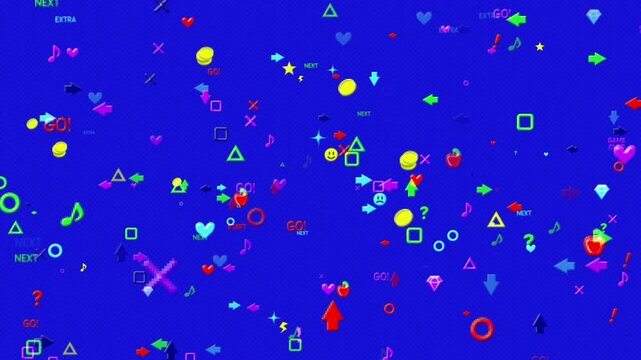 ドット絵のアイコンのポップなゲームの世界　ランダム　ループ