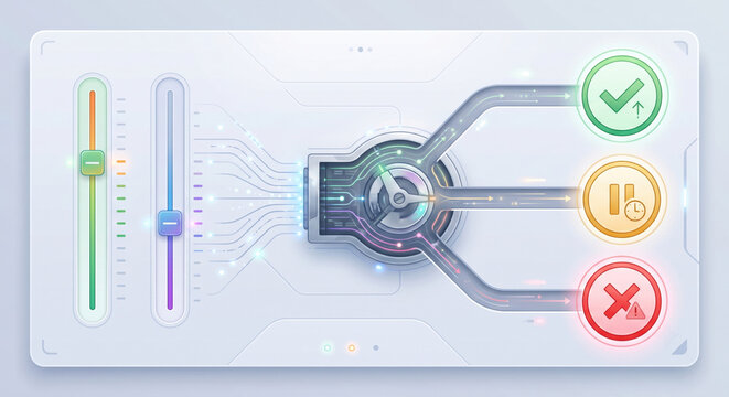 Threshold tuning: ROC/PR trade‑off, cost matrix, expected loss, reject inference, fairness metrics, calibration slider.