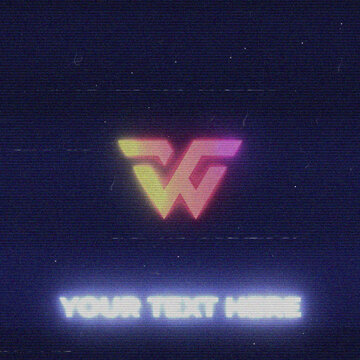 Square Glitch Damaged Retro Logo Reveal &ndash; Distorted VHS Noise Scan Line Pixel Brand for Social Media