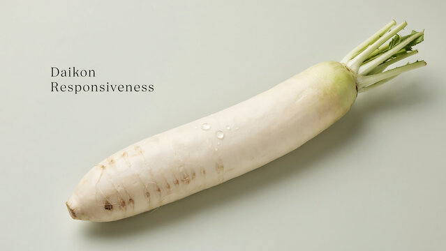 Fresh whole white daikon radish vegetable with green leaves isolated on a plain background