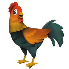 Colorful Cartoon Rooster Illustration Farm Character © Union
