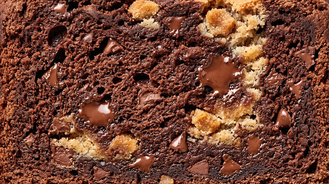 Brookie with interlocked brownie and visible throughout the baked crumb