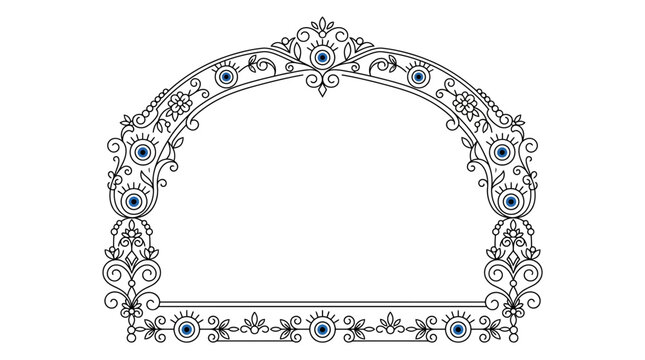 Decorative arch frame with eye motifs and jewels.