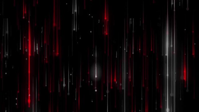 Red and White Glowing Drip Lines Falling Particle Abstract VJ Loop