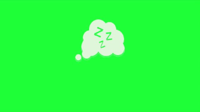 Dream bubble with zzz symbols on green screen 