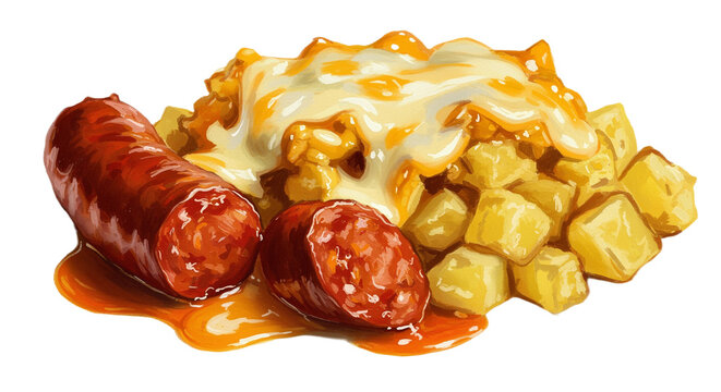 Delicious poutine with french fries cheese curds and rich gravy