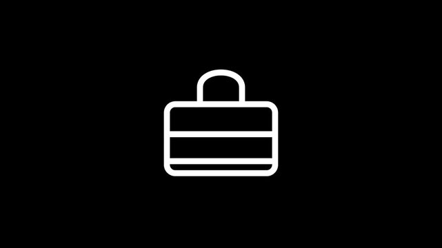 Minimalist Line Art Animation of a Briefcase Icon Appearing on Black Background