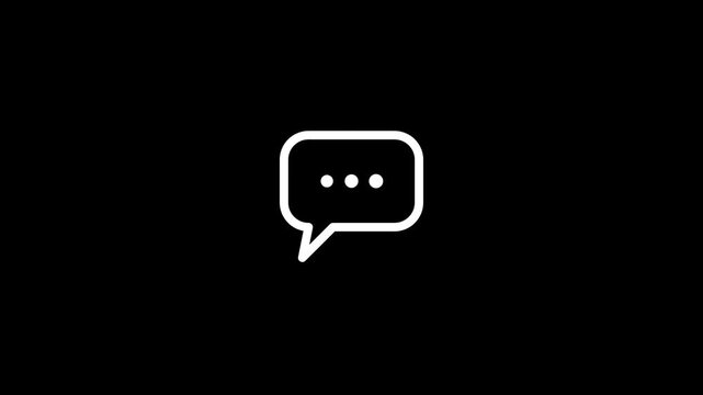 Minimalist White Line Art Animation of a Speech Bubble Appearing on Black