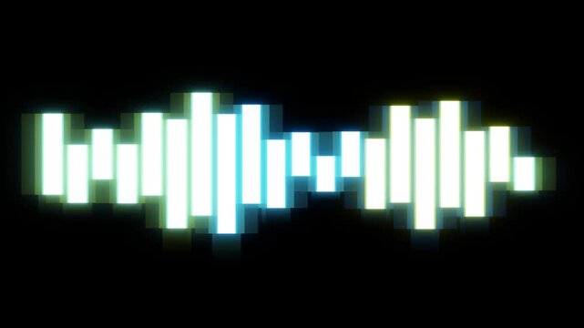 Glowing equalizer audio waveform bars pulsing in a seamless looping animation.