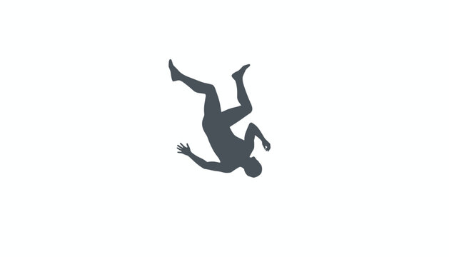 Silhouette of a male figure falling backwards through empty white space representing fear or lost control.