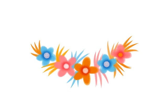 Watercolor Colorful Flowers Blooming Animation with Bubble and Breathing Effect