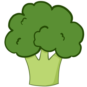 Cute green broccoli illustration isolated on transparent background