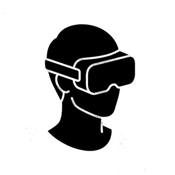 Person wearing virtual reality headset silhouette icon
