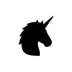 Fototapeta premium Silhouette head unicorn sign icon isolated on white background