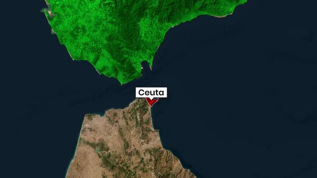 Spain Map Zooming In Highlighting Ceuta Autonomous City Location