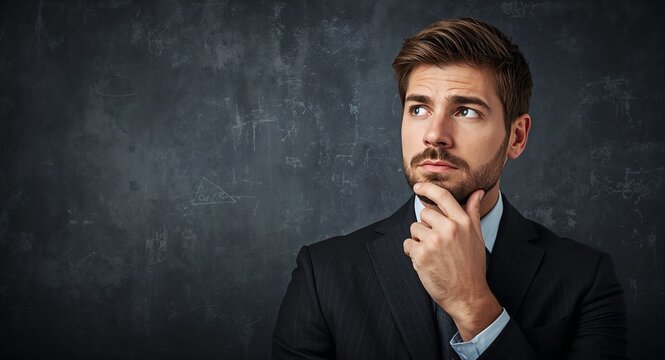 Businessman is thinking and making choices between right wrong decision symbols voting concept business options difficult situations true false crisis decision making, with Business Decision Symbols