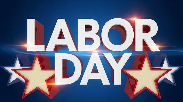 Labor day celebration with star and colorful text design