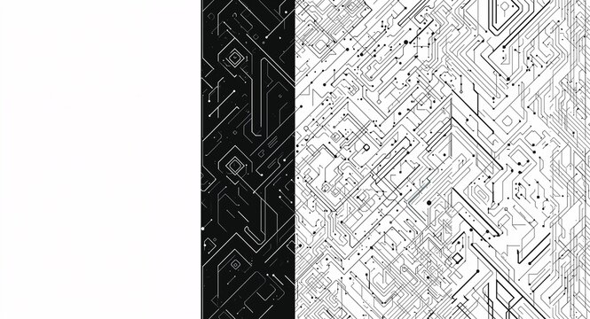 Design seamless tile patterns with techno lines and digital fractal motifs balanced by isolated white space for a modern tech vibe, featuring Tile Design and Seamless Pattern, with Digital Art, ad use