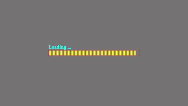 Retro loading bar animation isolated on a transparent background. Retro pixel video game loading screen. transparent background. progress bar interface retro arcade. 4k