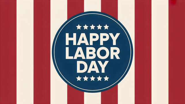 Happy labor day badge with stars and festive text