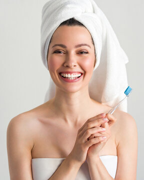 Fresh Morning Smile with Toothbrush and Towel