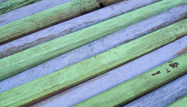 Weathered Green and Gray Wooden Slats Texture Background
