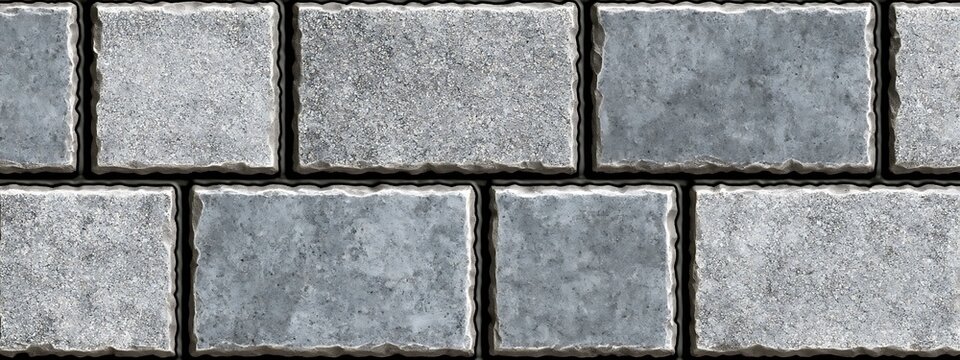 Natural grey stone tile texture, seamless granite paving blocks background, architectural limestone floor pattern for exterior design