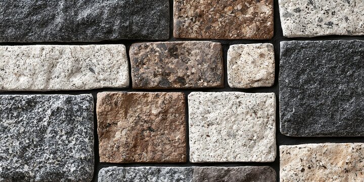 Rustic natural stone tile texture background with irregular patterns and earthy tones, ideal for flooring, wall cladding, or outdoor paving designs