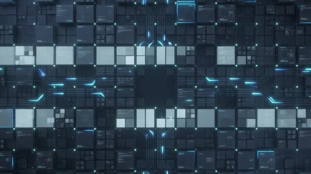 Structured digital processing matrix with synchronized data activity, ideal for AI computing, automation, machine learning, enterprise software, and advanced digital systems.