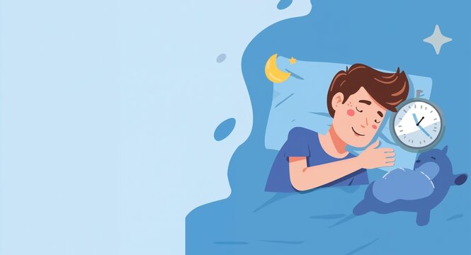 Vector cartoon illustration sleeping concept. Adequate sleep is the best rest - Cartoon vector on sleep concept emphasizing rest relaxation and health benefits in creative and colorful visual.