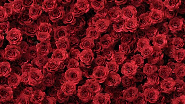 Luxurious red rose floral background filled with blooming roses, romantic texture and elegant depth, ideal for Valentine&rsquo;s Day, weddings, love, invitations and premium designs