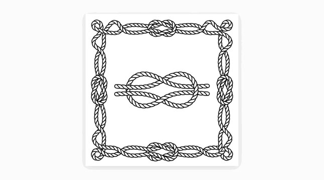 Carrick bend nautical knot in square rope frame.