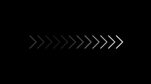 A sequence of fading gradient whitetogray chevron arrows pointing rightward symbolizes digital progress and forward movement