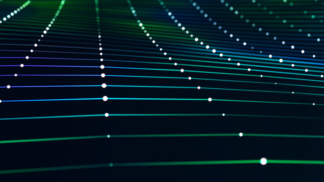 Sci-fi background. Digital wave with many particles. Template for festive presentation. 3d rendering