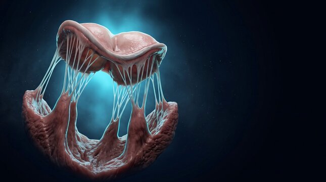 Heart valve anatomy showing papillary muscles chordae and leaflets