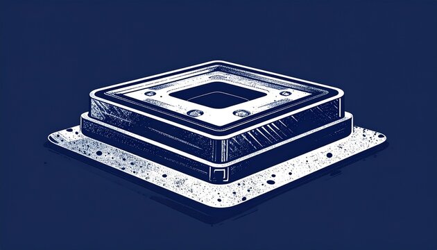 Isometric illustration of a modern computer processor chip.