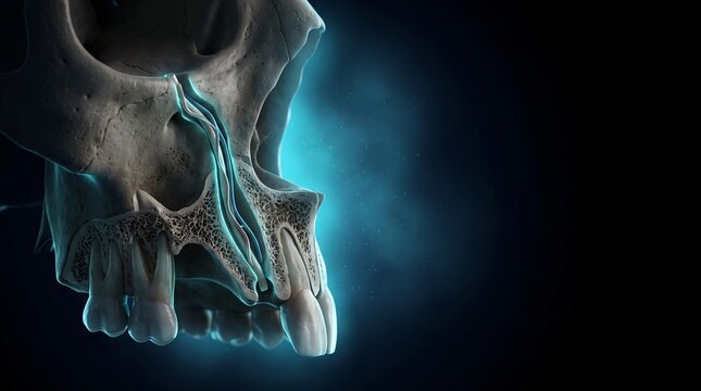 Maxillary anatomy showing infraorbital nerve and dental roots