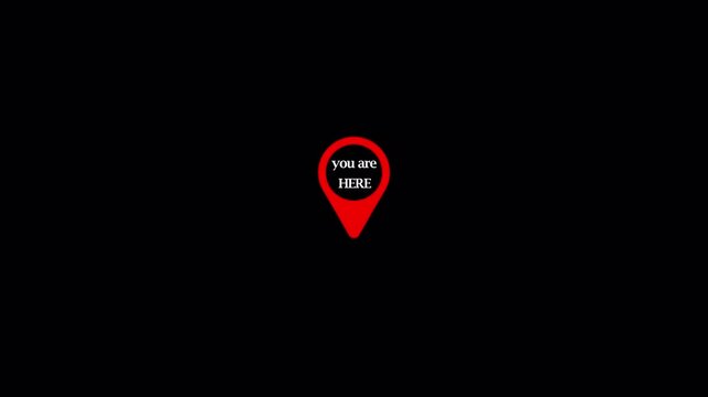  you are here sign icon mark location animation in 4K animation with alpha channel pointer pin on transparent  background marker and pointer icon Iocation indicator location map icon animated 