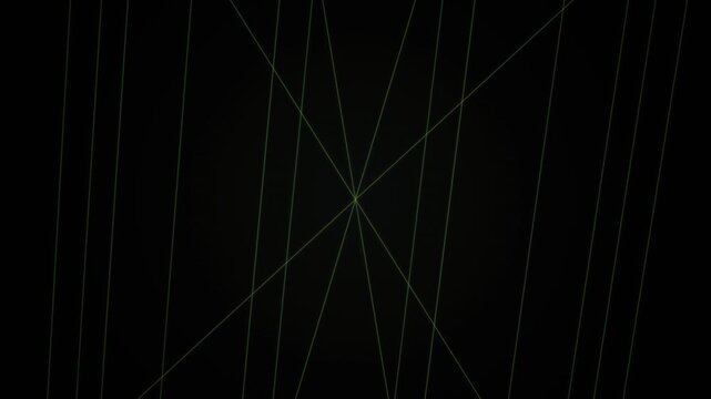 Diagonal and vertical neon green lines intersecting on a pure black background in a looping pattern.