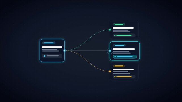 Decision tree node branching logic with conditional outcome cards