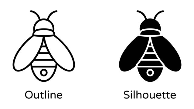 Firefly Icon: A stylized representation of a firefly in both outline and silhouette, showcasing its iconic shape and luminous tail.