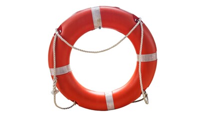 Safety buoy isolated on white background. Orange Lifebuoy. safety concept on the beach on a boat or in a swimming pool © Fauzi