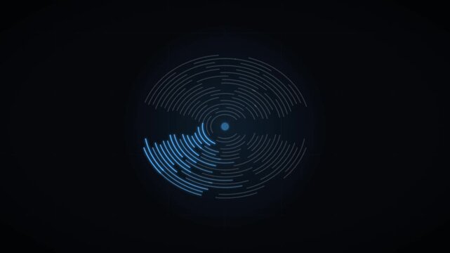 Chrome fingerprint ridges glow with a traveling blue wave