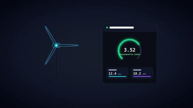 Wind turbine energy telemetry with megawatt power generation dial