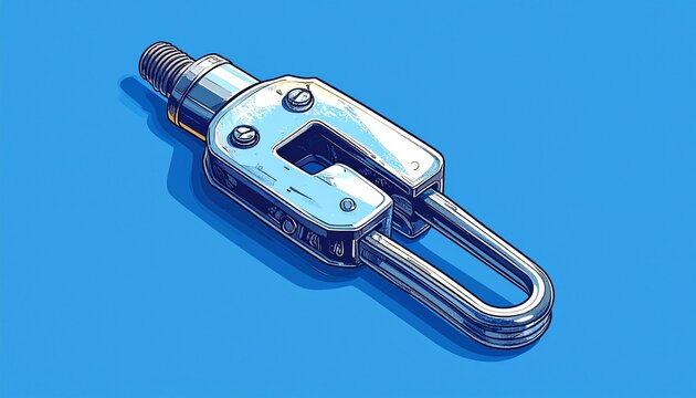 Sturdy Metal C Clamp Tool on Blue Background.