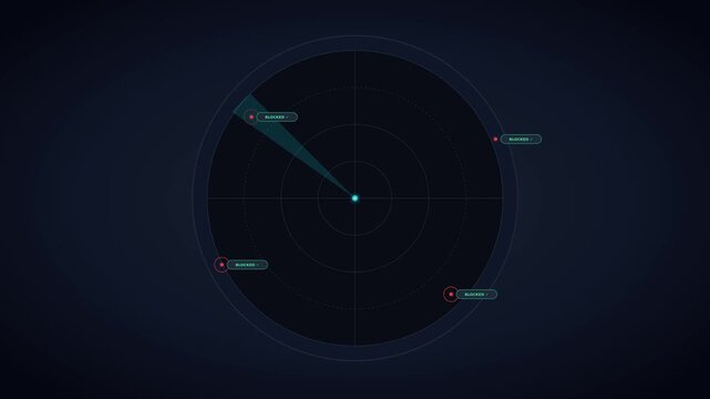Tactical cyber threat radar scope with rotating sweep and intercept